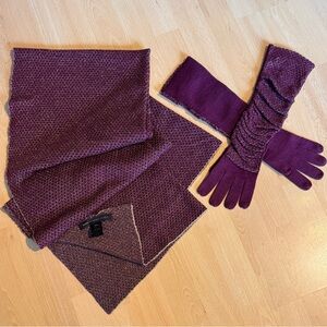 Marc by MARC JACOBS Knitted Wool Blend 25x76 Scarf / Shawl and Long Gloves Set